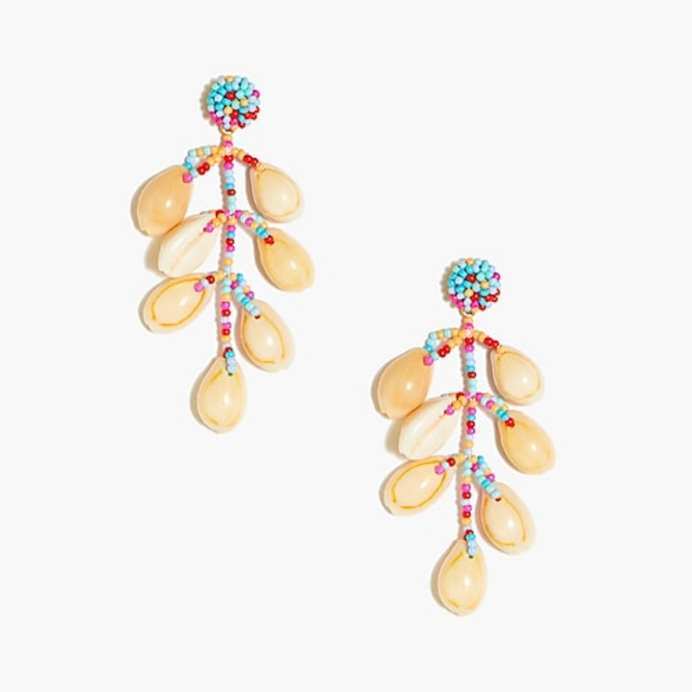 J.Crew Beaded Cowrie Chandelier/ Dangle Earrings